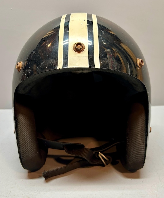 Vintage Motorcycle Helmet, Black Motorcycle Helmet, ROP-4170