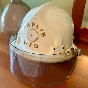 Fireman&#39;s Helmet, Fire Helmet, Vintage Fireman&#39;s Helmet, Chaplin, Woonsocket, Fire Helmet, Rhode Island, White Fireman&#39;s Helmet