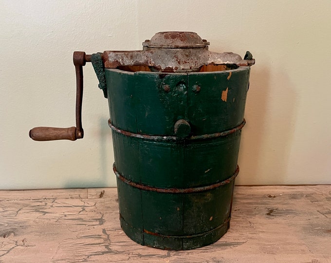 Vintage Ice Cream Maker, White Mountain Ice Cream Freezer, Vintage Ice Cream Freezer, Wood Ice