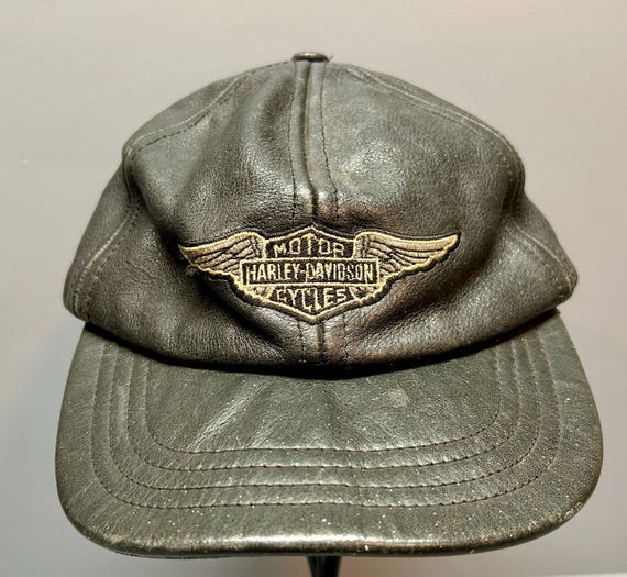 帽子 HARLEY DAVIDSON / leather hat Vintage Harley Davidson Leather Cap, Biker Hat - Etsy