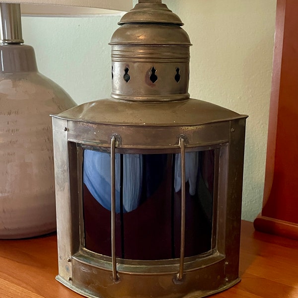 Vintage Nautical Lantern, Ship Lantern, Old Ship Light, Candle Lantern, Brass Lantern, Marine Lamp, Boat House, Beach House, Vintage Lamp