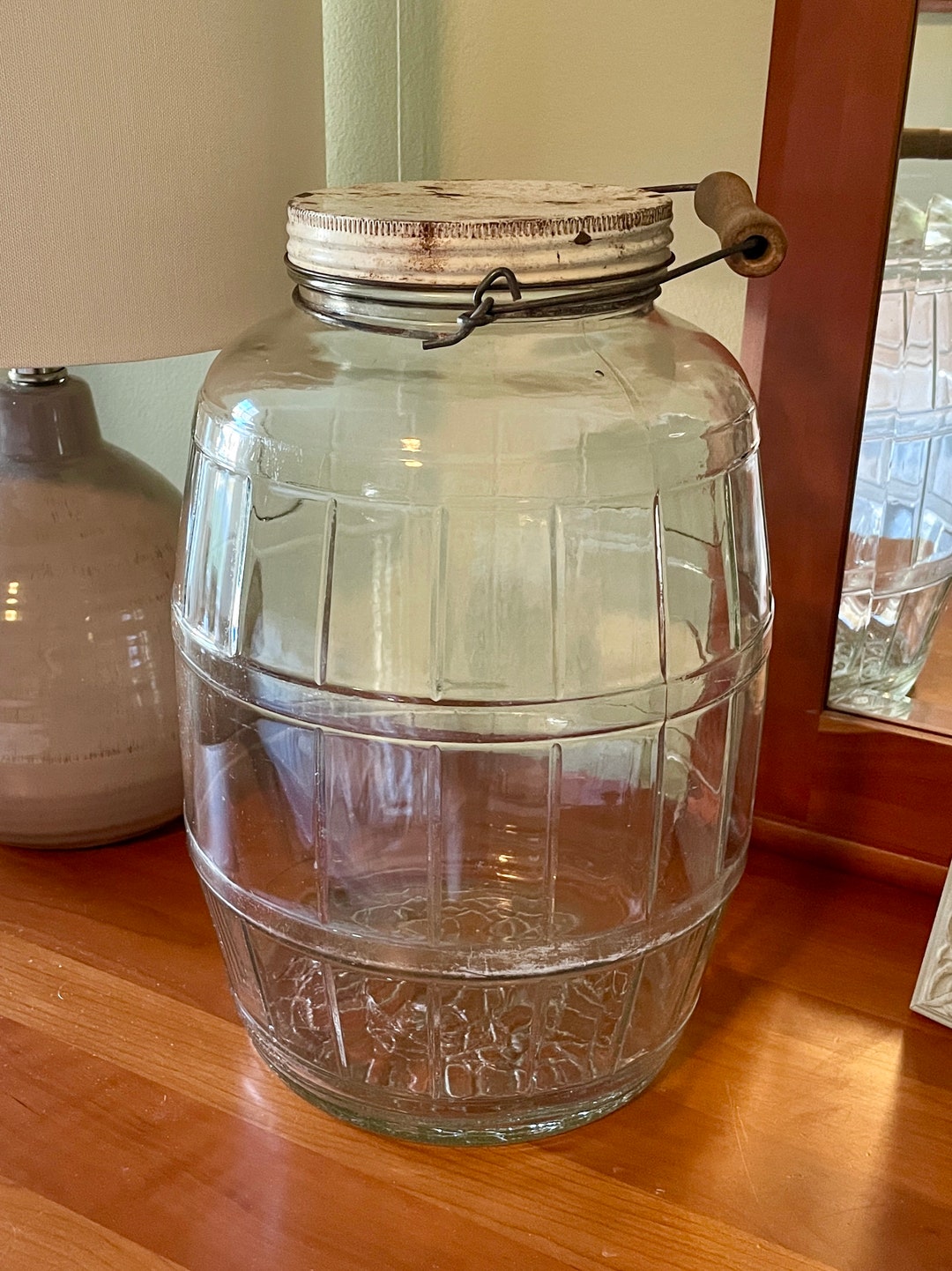 Pickle Jar, Glass Pickle Jar, Vintage Pickle Jar, Vintage Jar, Glass