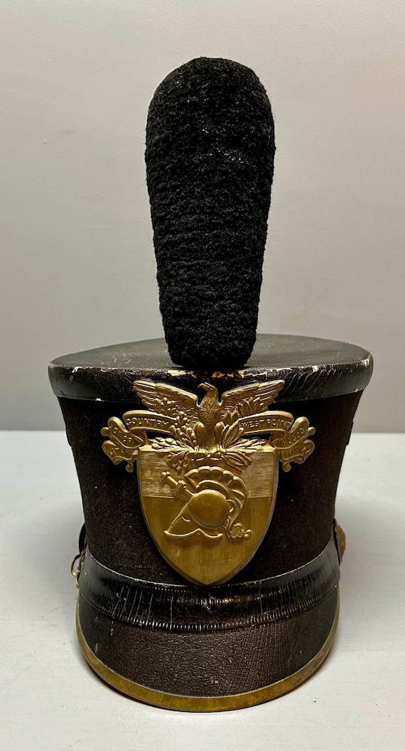 West Point, Vintage West Point Cadet Shako Hat, Marching Band, Naval Academy, Annapolis West Point Naval Academy Hat, Military Dress Hat View 2