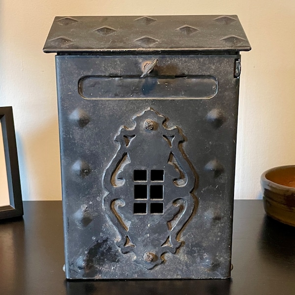 Vintage Mailbox, Mailbox, Black Mailbox, Vintage Post Box, Post Box, Mail, Old Mailbox, Antique Mailbox, Vertical Mailbox, Metal Mailbox