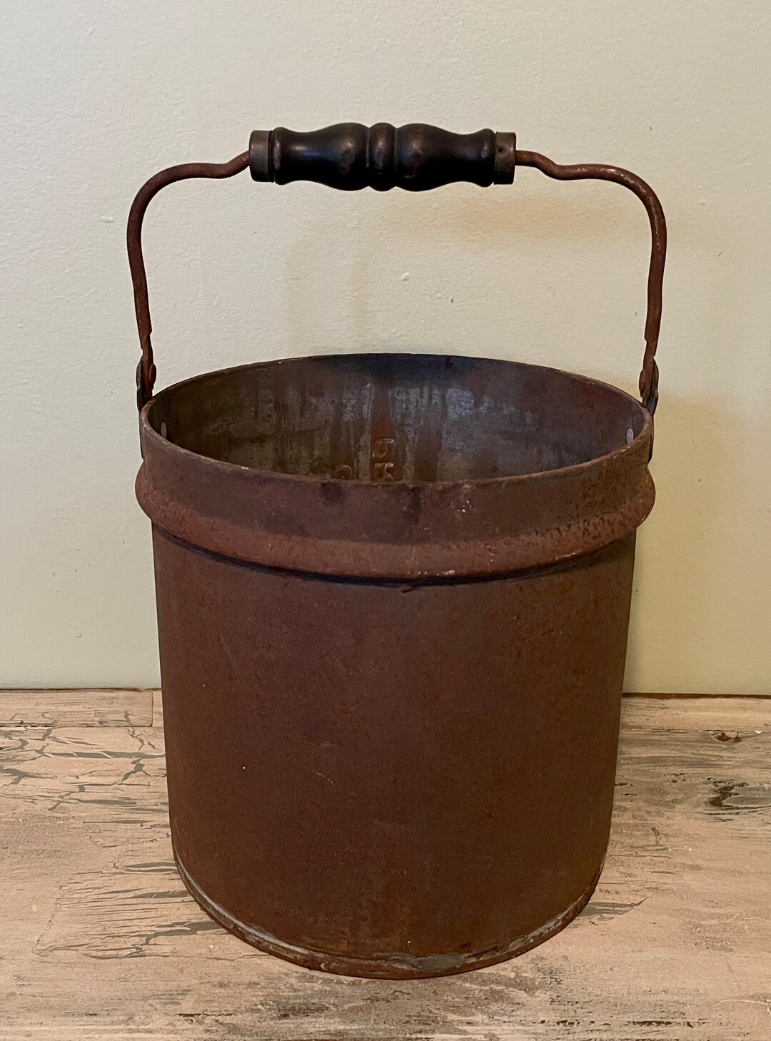 Vintage Metal Pail, Vintage Water Bucket, Vintage Planter, Vintage Ice