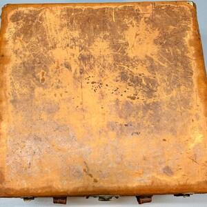 Antique Leather Trunk, Crouch and Fitzgerald Trunk, Steamer Trunk, Leather Coffee Table, Storage Trunk, Train Case, Vintage Luggage image 6