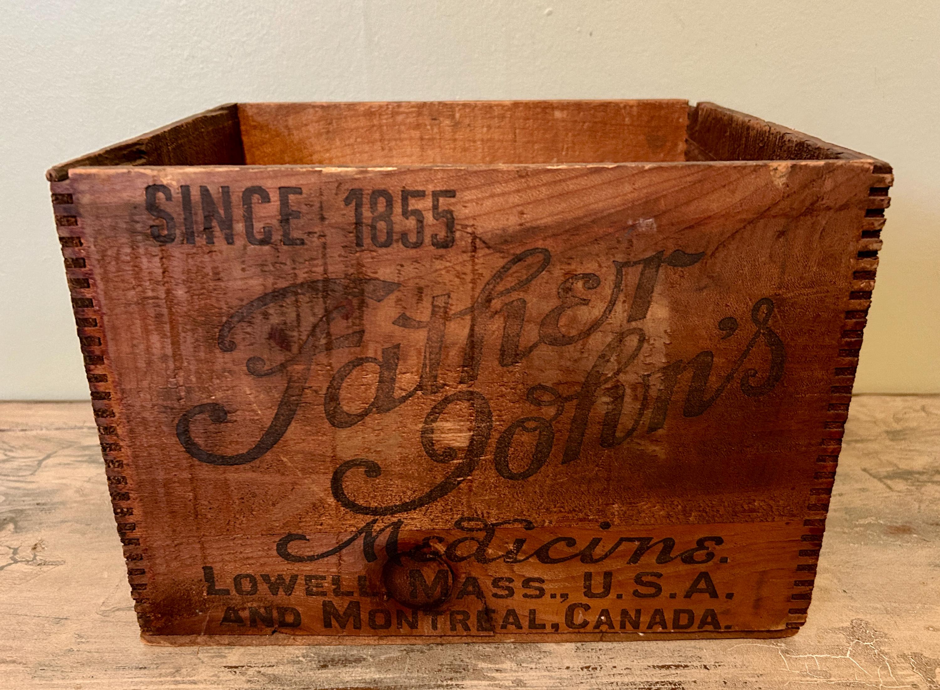 stead John's Medicine 木箱 ウッドボックス Father John's Medicine Crate, Father John's, Wood Crate, Wooden