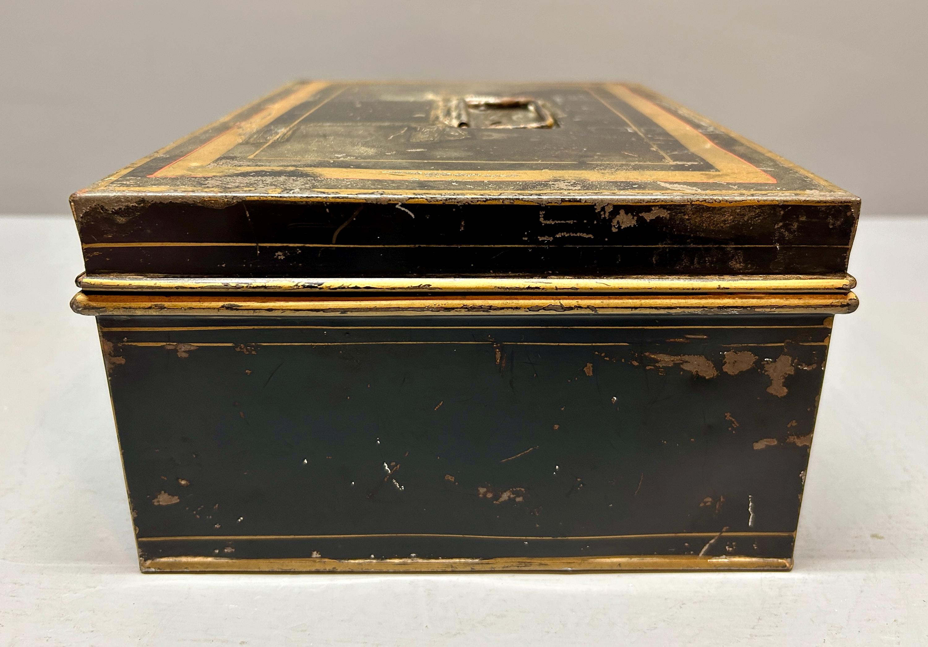 Vintage Metal Document Box, Vintage Cash Box, Tin Document Locking Box ...