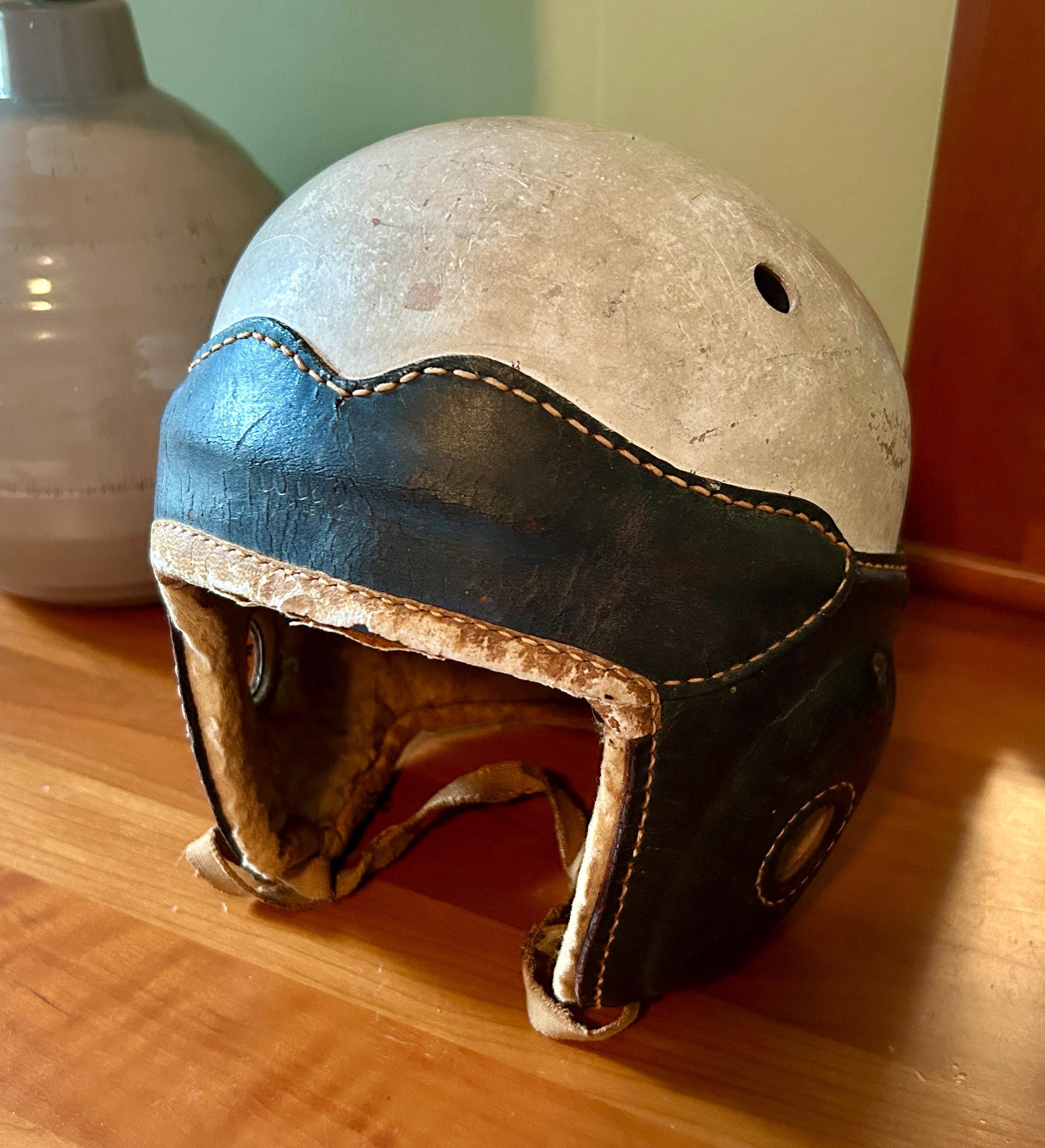 Vintage 1940s Wilson Football Helmet, Antique Football Helmet
