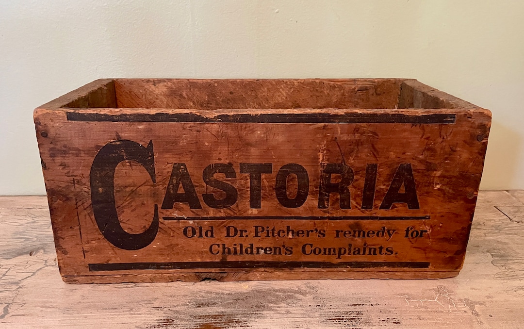 Castoria, Vintage Castoria Crate, Dr. Pitcher's Remedy for Children's