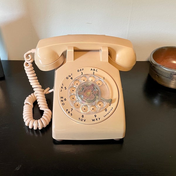 Telephone, Phone, Vintage Telephone, Vintage Phone, Vintage White Rotary Dial Telephone, Beige Rotary Dial Telephone, Old Phone