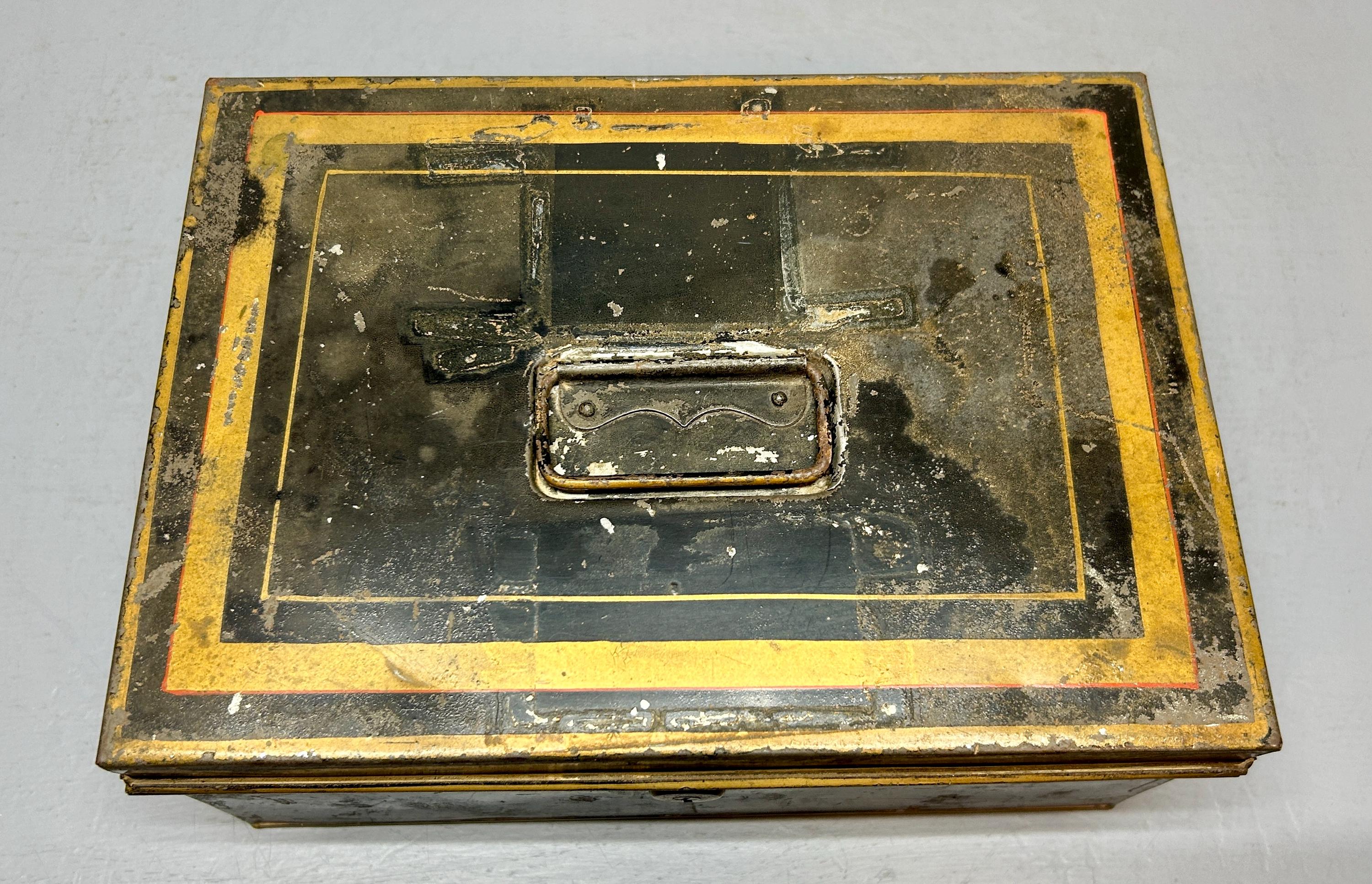 Vintage Metal Document Box, Vintage Cash Box, Tin Document Locking Box ...