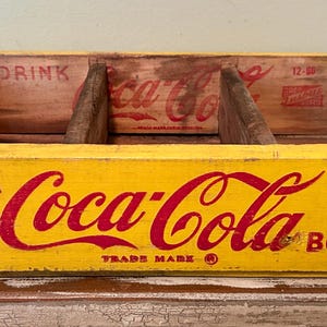 Coca Cola, Vintage Coca Cola Crate, Yellow Coca Cola Crate, Soda Crate, Vintage Crate, Beverage Crate, 1966 Coca Cola Crate, Wet Bar Decor