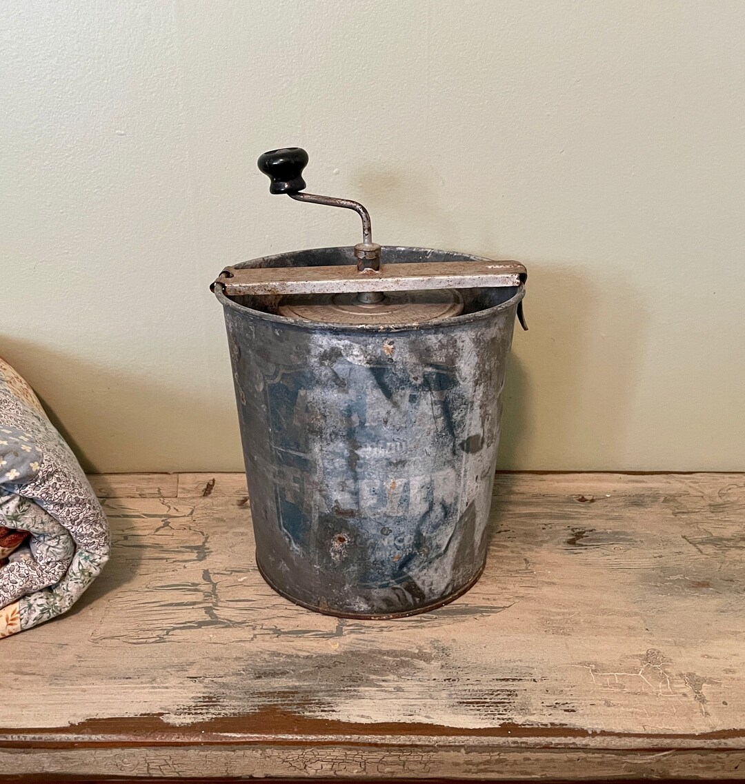 Vintage Ice Cream Maker, ACME Ice Cream Freezer, Metal Ice Cream Maker, ACME Can Co