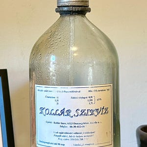 Seltzer Bottle, Vintage Siphon Bottle, Vintage Seltzer Bottle, Soda Bottle, Szikviz, Budapest Seltzer Bottle, Clear Seltzer Bottle