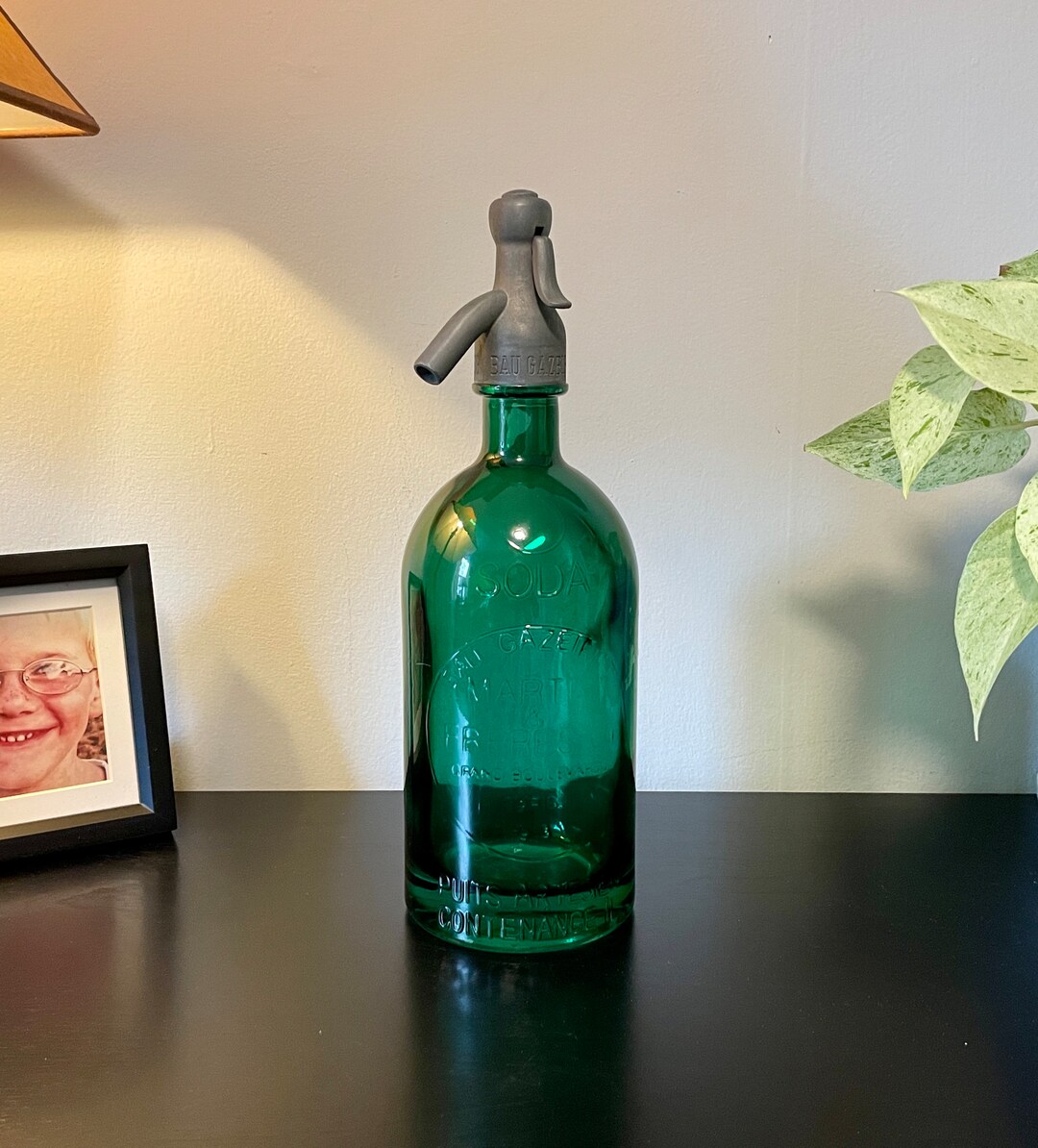Green Seltzer Bottle, Vintage Green Siphon Bottle, Seltzer Bottle