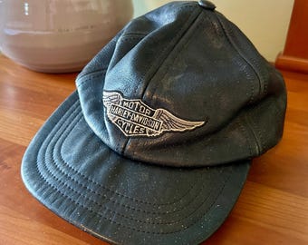 Vintage Harley Davidson Leather Cap, Biker Hat - Etsy