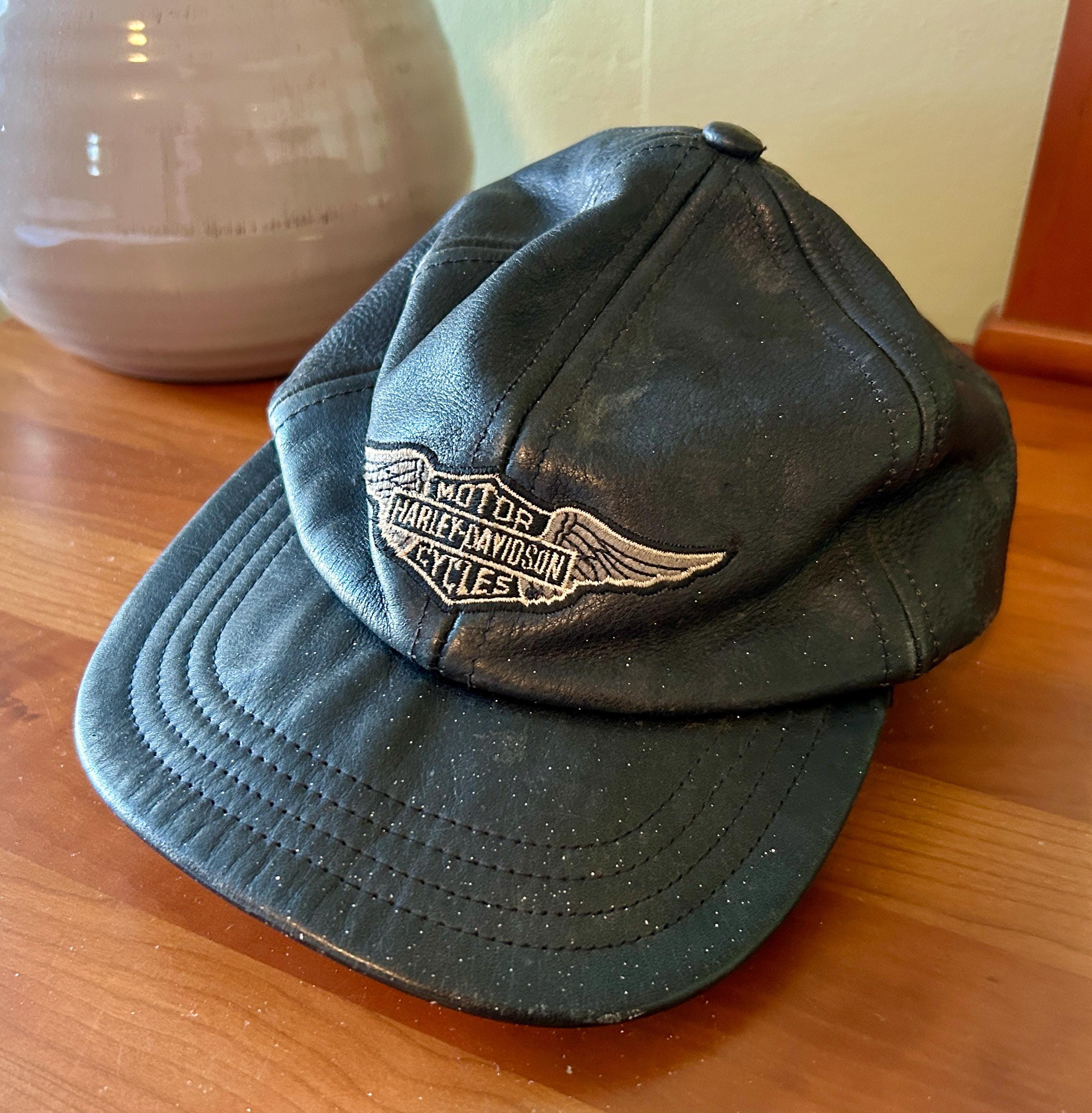 Harley Davidson Hat, Harley Davidson Leather Baseball Hat