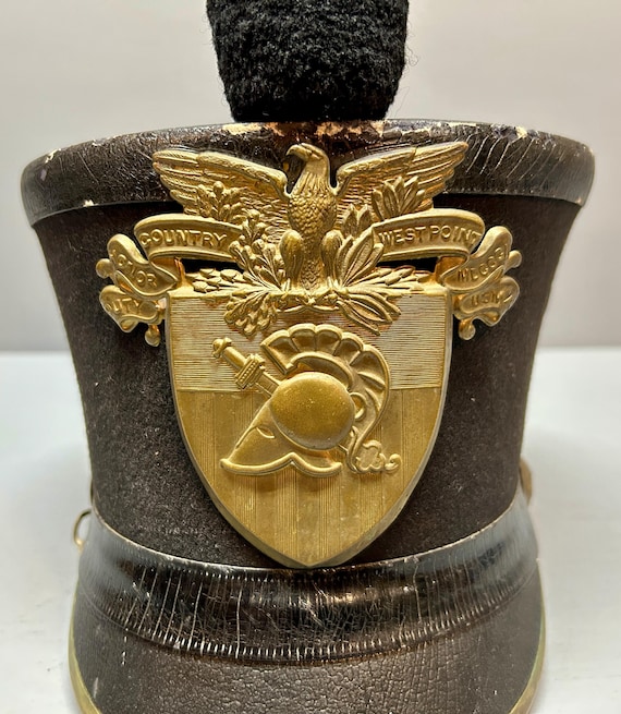West Point, Vintage West Point Cadet Shako Hat, Marching Band, Naval Academy, Annapolis West Point Naval Academy Hat, Military Dress Hat View 3