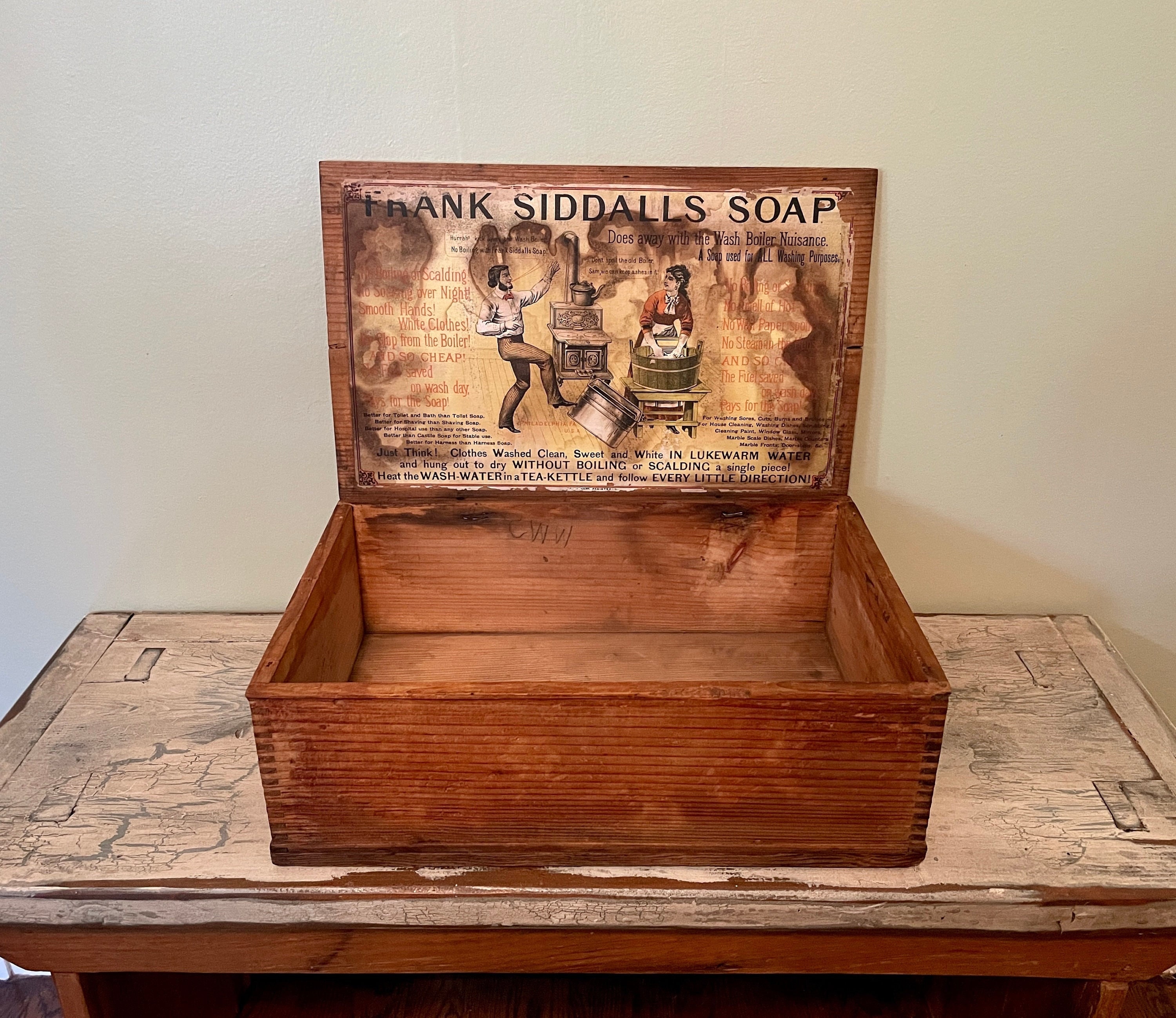 Rare 150 Year Old Dated Antique Wooden Soap Box from B.T.