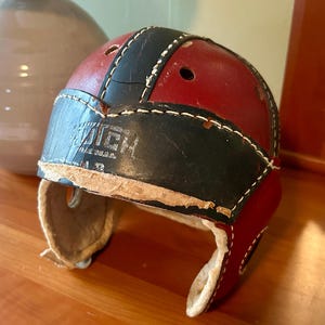 Vintage Football Helmet, Hutch Football Helmet, Leather Football