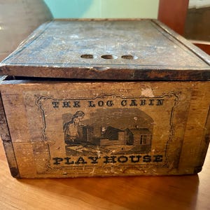 Antique Log Cabin Toy Set, The Log Cabin Playhouse, 1800&#39;s Toys, French & Wheat Printer, Pioneer Toy Set, Early American Toys, Antique Toy
