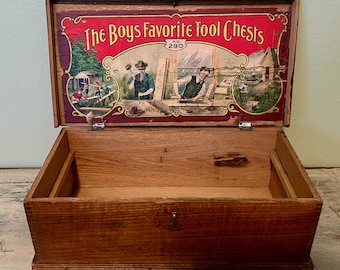 Children's Toy Chest, Children's Tool Chest, The Boys Favorite Tool Chests, Boy's Bedroom Decor, Nursery Decor, Child's Tool Box, Wood Trunk