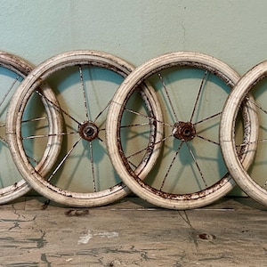 Vintage Cart Wagon Wheels, Buggy Wheels, Set of 4 Wagon Wheels, Cart Wheels, Wagon Wheels, Vintage Wheels, Small Wheels, Carriage Wheels