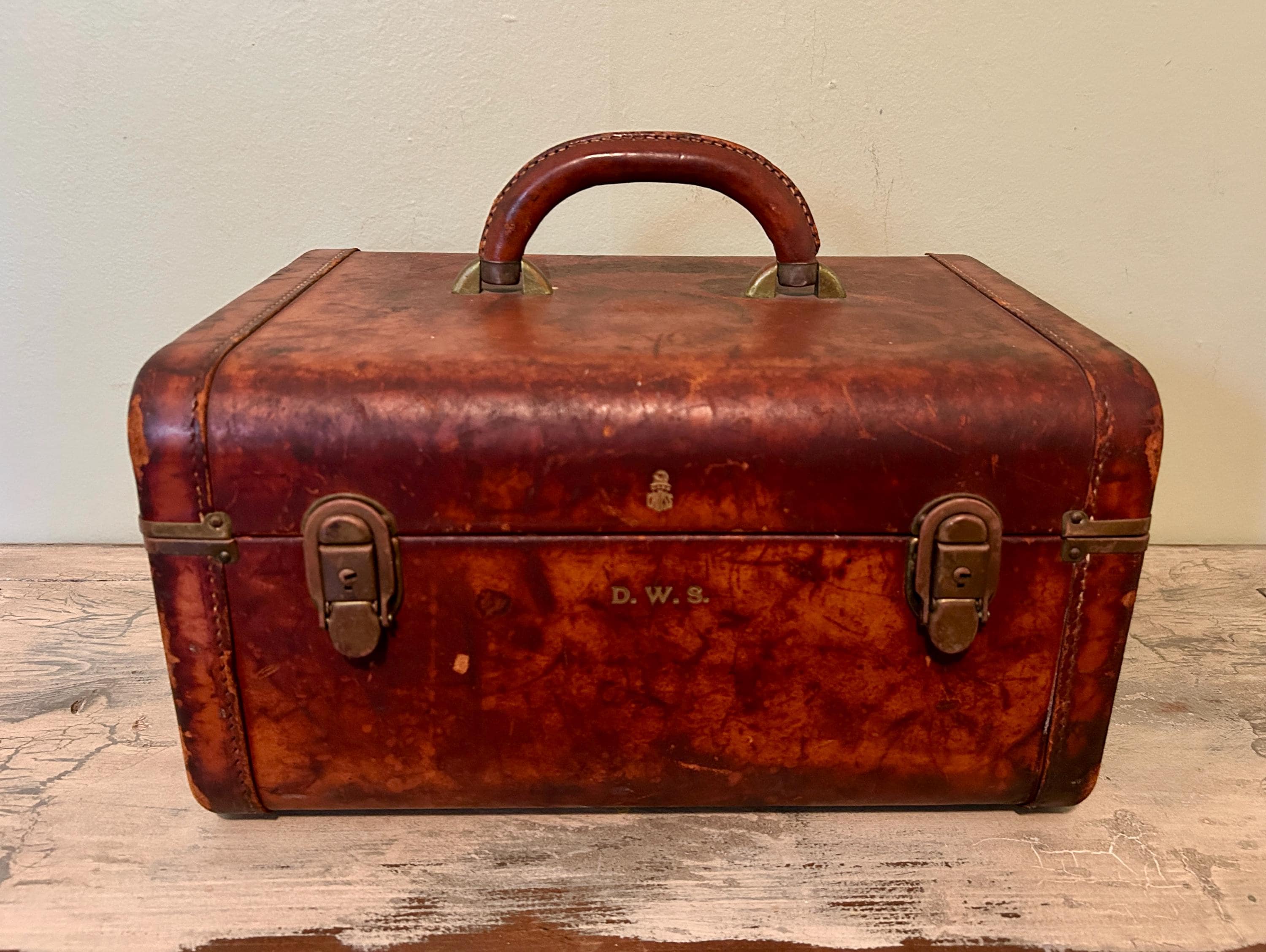 Mark Cross, Vintage Vanity Case, Leather Bag, Train Case