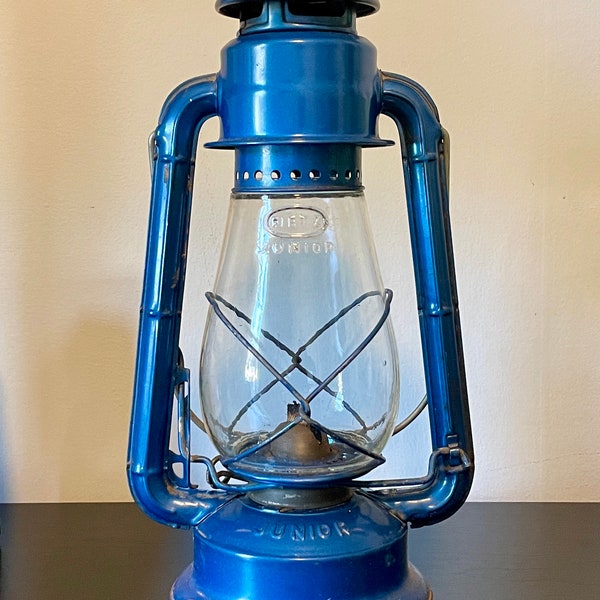 Dietz Lantern, Vintage Dietz Lantern, Kerosene Lantern, Railroad Lantern, Blue Lantern, Blue Dietz Lantern, Dietz Junior, Dietz Junior No 20