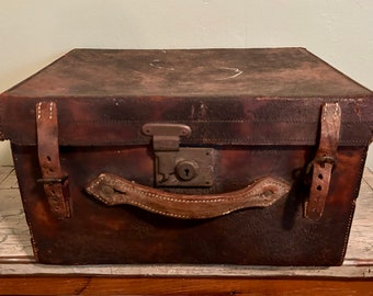 Vintage Suitcase, Vintage Luggage, Vintage Storage Chest, Suitcase, Luggage, Trunk, Leather Chest, Storage, Chest, End Table, Storage Trunk