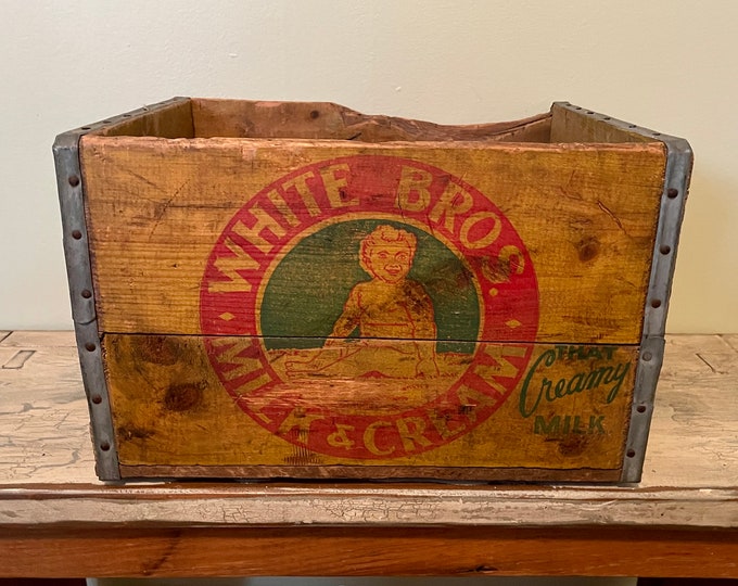 White Brothers, White Bros Milk Company, Quincy, Vintage Milk Crate