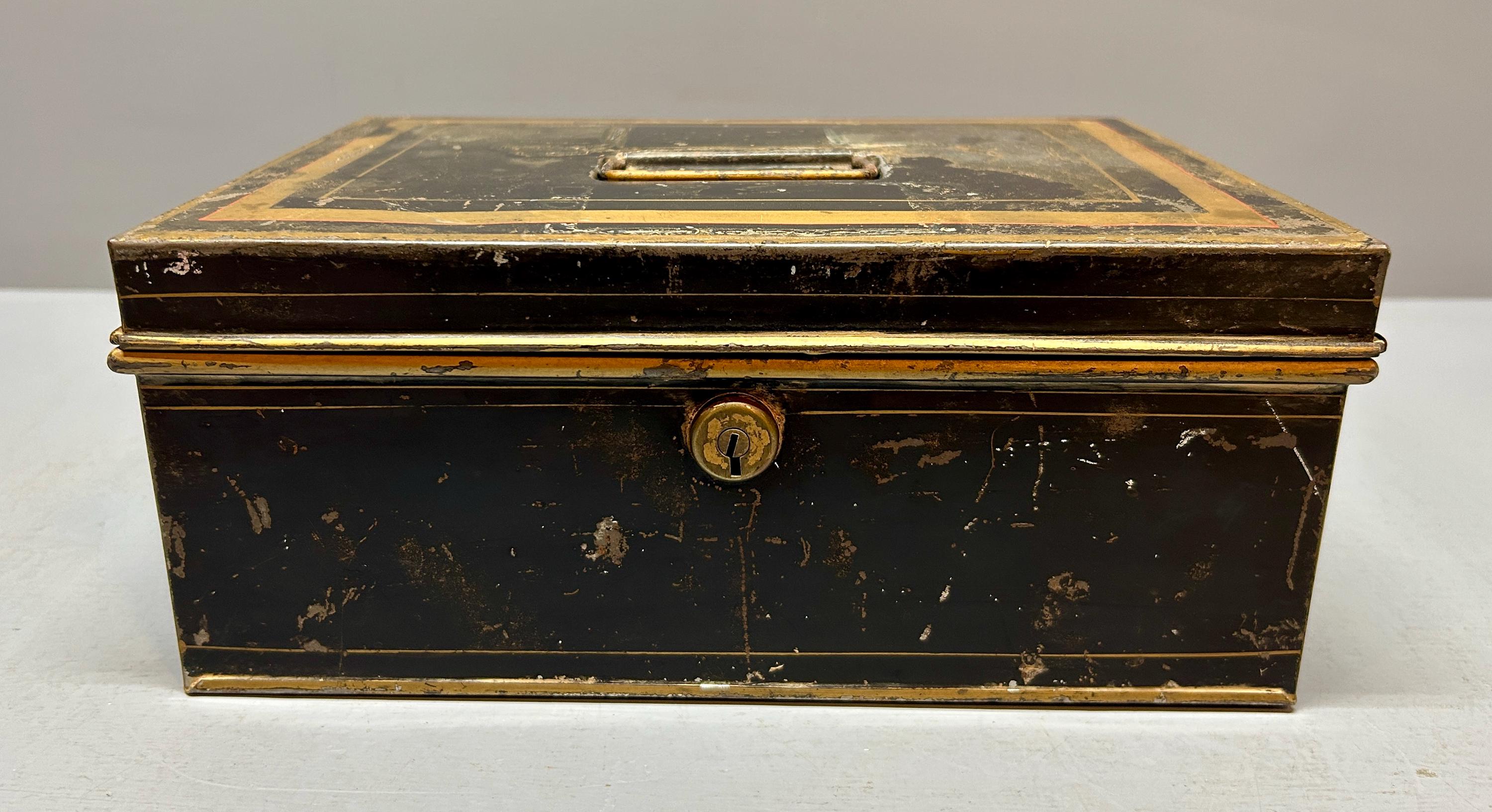 Vintage Metal Document Box, Vintage Cash Box, Tin Document Locking Box ...