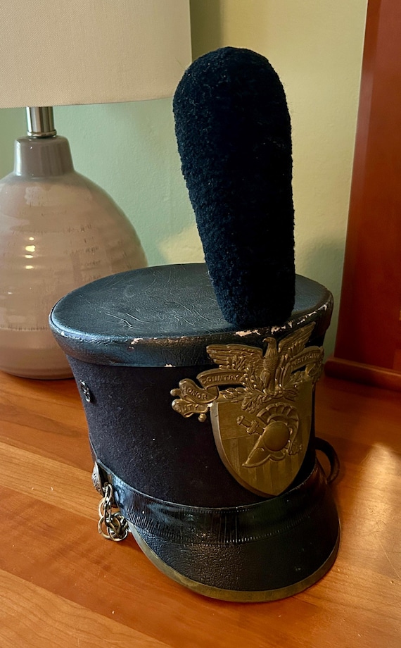 West Point, Vintage West Point Cadet Shako Hat, Marching Band, Naval Academy, Annapolis West Point Naval Academy Hat, Military Dress Hat
