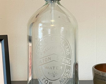 Seltzer Bottle, Vintage Siphon Bottle, Seltzer Bottle, Siphon Bottle, Chas Copeland Seltzer Bottle, Clear Seltzer Bottle, Milton Mass