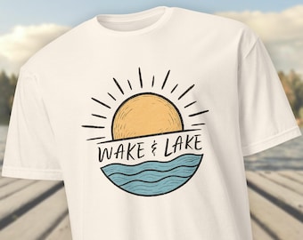 Wake and Lake T-Shirt, Lake Life Graphic Tee, Boating Vacation Shirt, Summer Lakehouse Gift