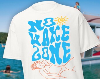 Maglietta No Wake Zone, maglietta grafica Retro Lake Life, regalo per ragazze in barca, maglietta per le vacanze