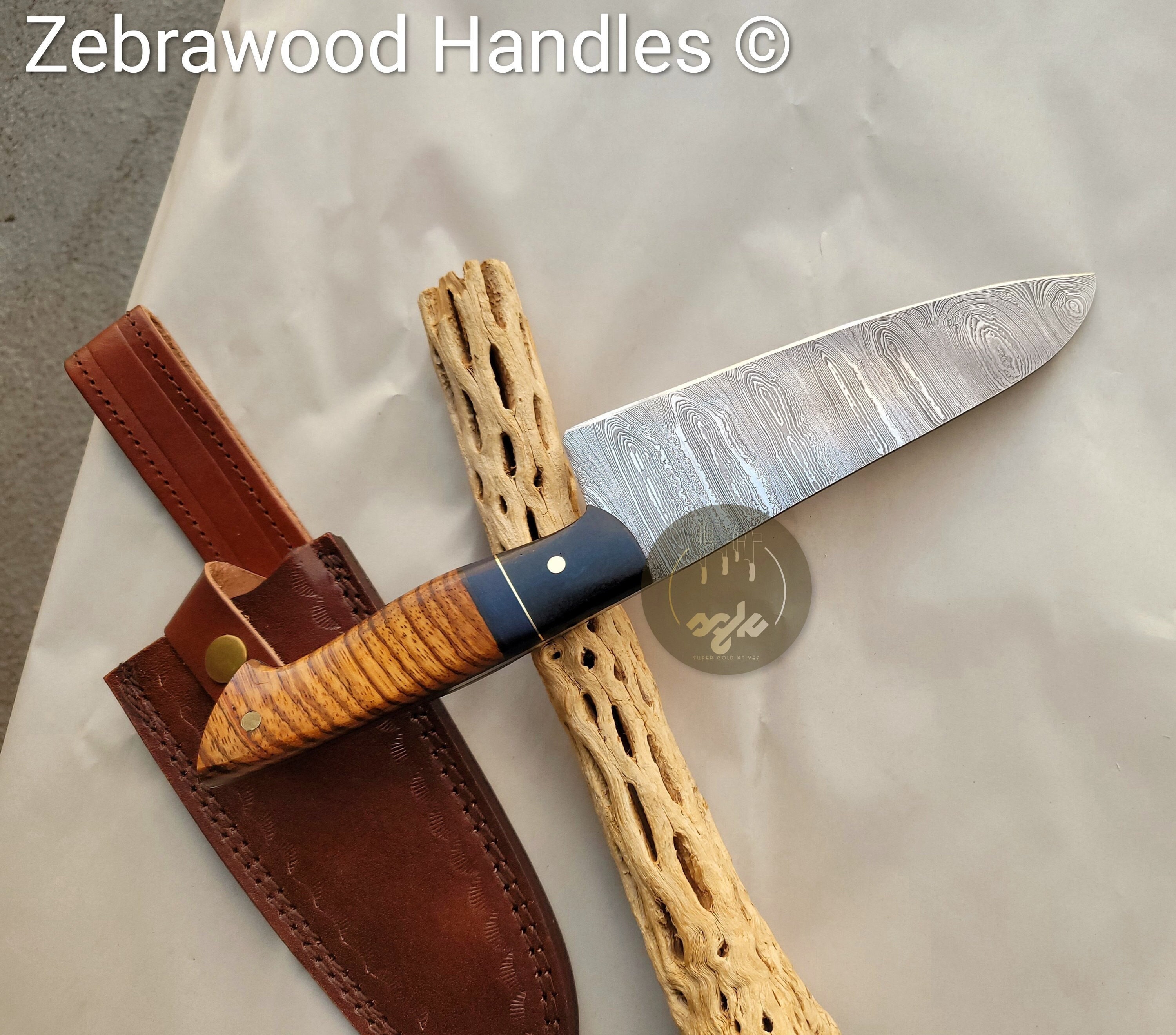 Full Tang Hunter - DIY Knife Kit w/Zebrawood Handle Scales (pre-machined)