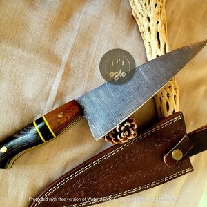 Handmade Damascus Steel Full Tang Chef Knife with Wrnge and Teakwood Handle-Gift for Him, Gift for Her on Christmas,Birthday,Anniversary