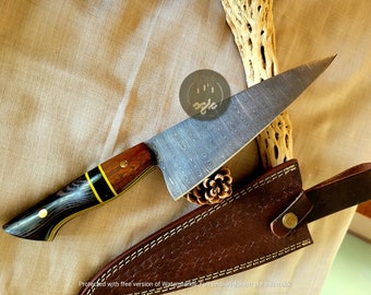 Handmade Damascus Steel Full Tang Chef Knife with Wrnge and Teakwood Handle-Gift for Him, Gift for Her on Christmas,Birthday,Anniversary