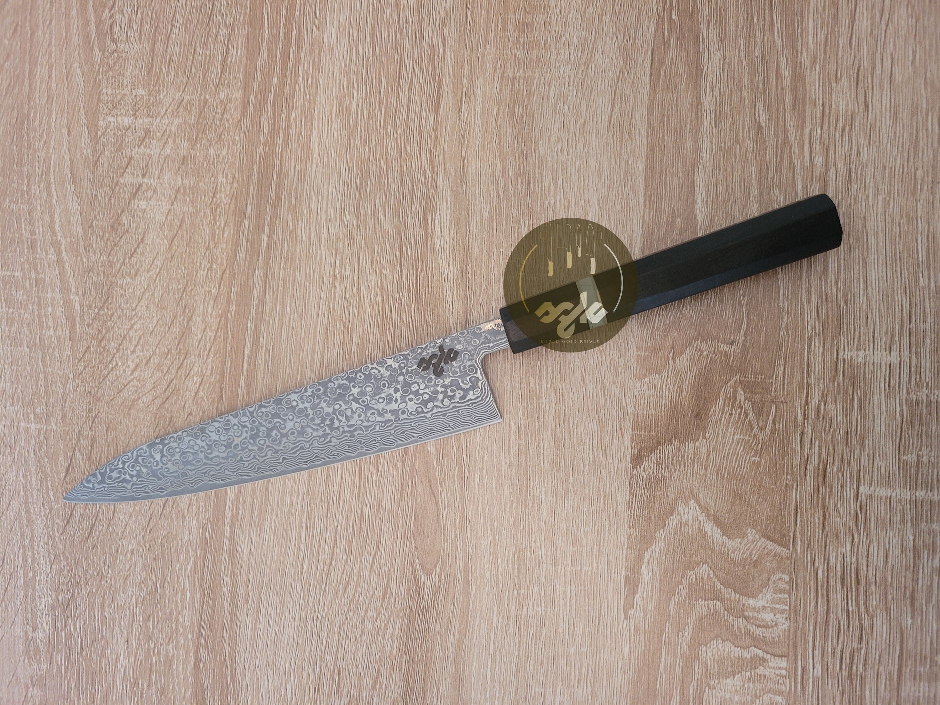 Nice Damascus/vg-10 Gyuto Chef Knife, Handle in Bocote/ebony