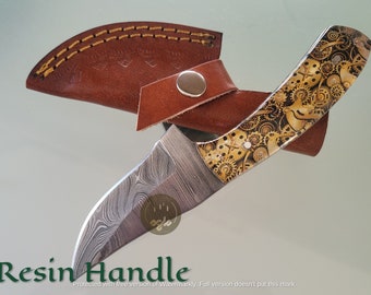 Fixed Blade EDC  Damascus Steel Knife/Camping Knife/Best Gift For Him/Birthday Gift/ Gift for Dad/Groomsmen Gift/Christmas Gift