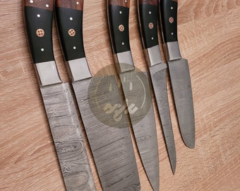 Damascus Steel Chef Knife Set with Pakkawood handles - Christmas Gift