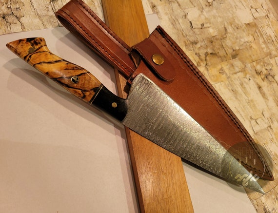 Handmade Damascus Steel Full Tang Chef Knife With Beech Wood and Micarta  Handle-gift for Him, Gift for Her on Christmas,birthday,anniversary 