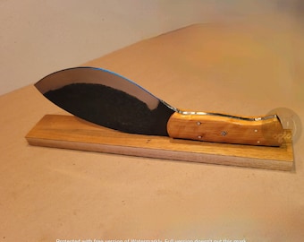 12.5" Unique High Carbon Cleaver/Butcher Knife with Olivewood Handle -Comes with Leather Sheath- Christmas Gift/ Birthday Gift for him/her