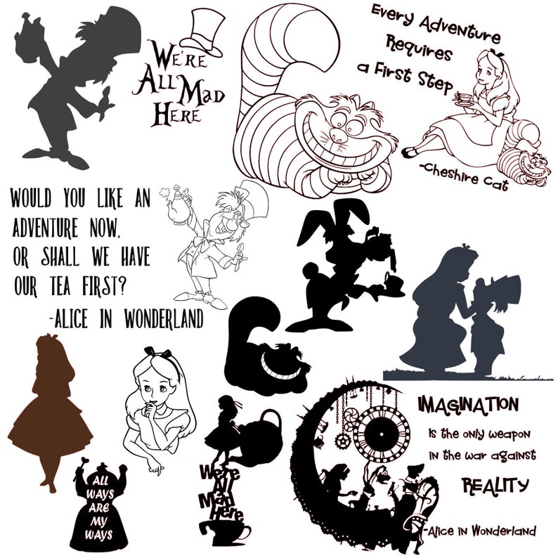 Download Alice in Wonderland Bundle Cut Designs in SVG GSP PNG | Etsy