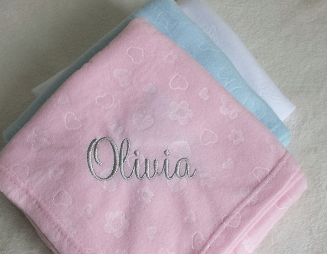 Personalised Baby Blanket. Embroidered With Baby's Name. Available in