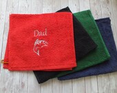 Personalised Fishing Towel With Clip. Embroidered With Fish Design and  Name. 100% Cotton Towel. Perfect Gift for Someone Who Loves to Fish -   UK