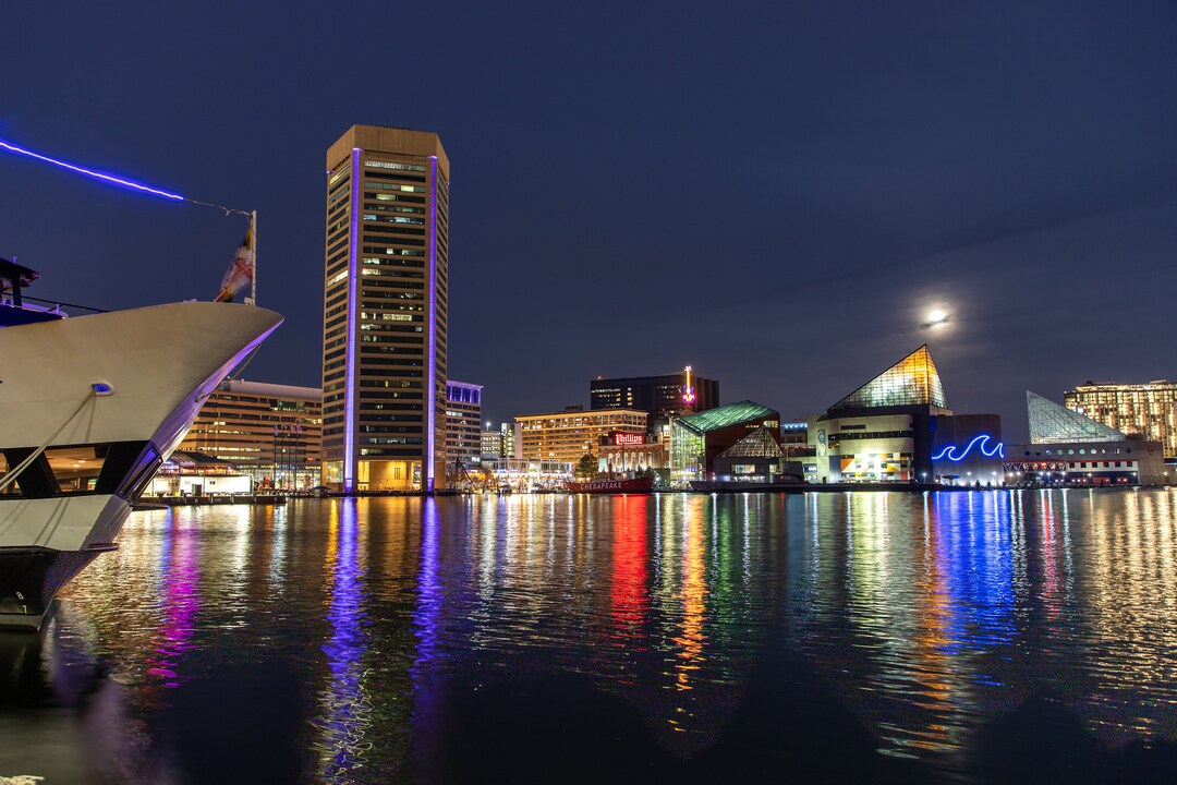 Inner Harbor Moonrise Baltimore MD Photo Print Etsy