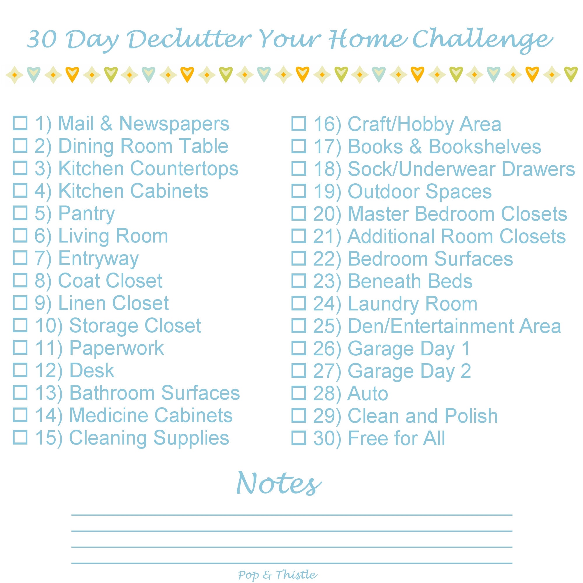 30 Day Declutter Challenge Checklist Printable One Month - Etsy